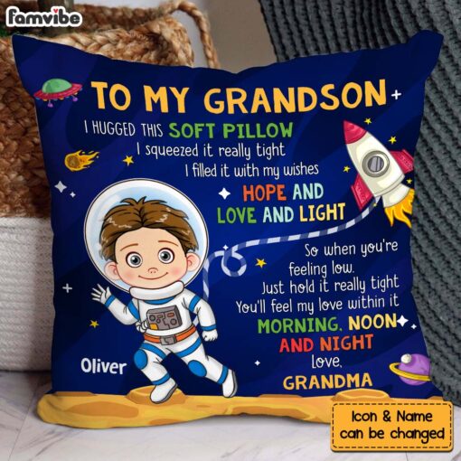 Personalized Gift For Grandson Astronaut Space Theme Pillow