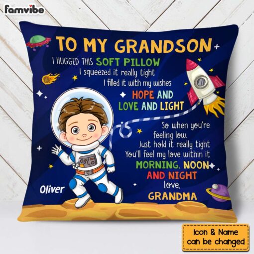 Personalized Gift For Grandson Astronaut Space Theme Pillow