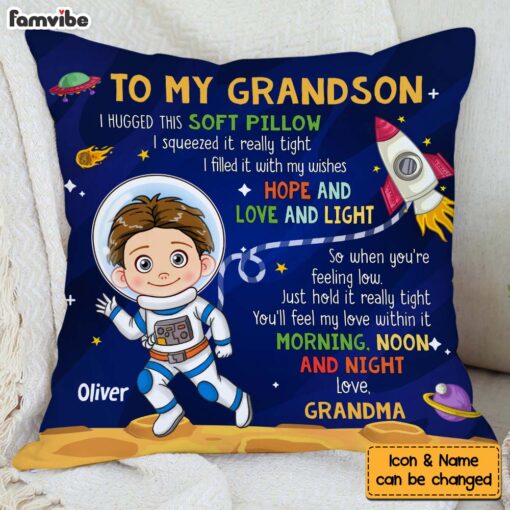 Personalized Gift For Grandson Astronaut Space Theme Pillow