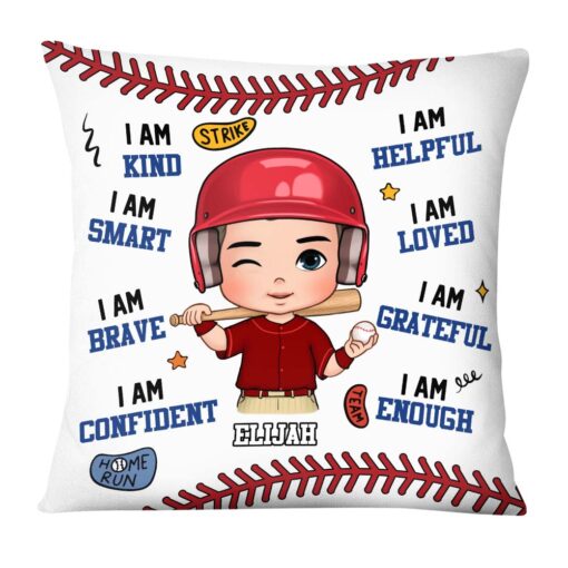 Personalized Gift For Grandson Baseball Affirmation Pillow