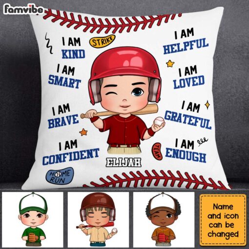 Personalized Gift For Grandson Baseball Affirmation Pillow