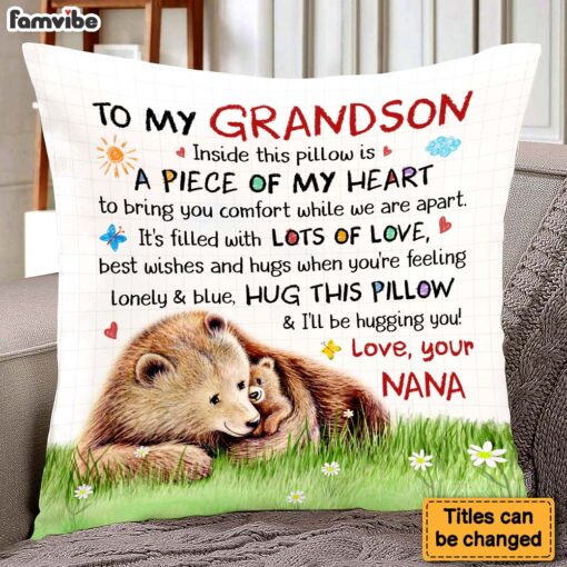 Personalized Gift For Grandson Bear Inside This Pillow