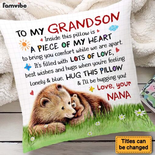 Personalized Gift For Grandson Bear Inside This Pillow