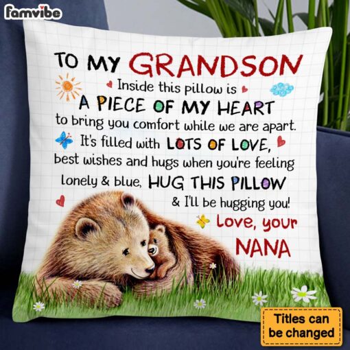 Personalized Gift For Grandson Bear Inside This Pillow