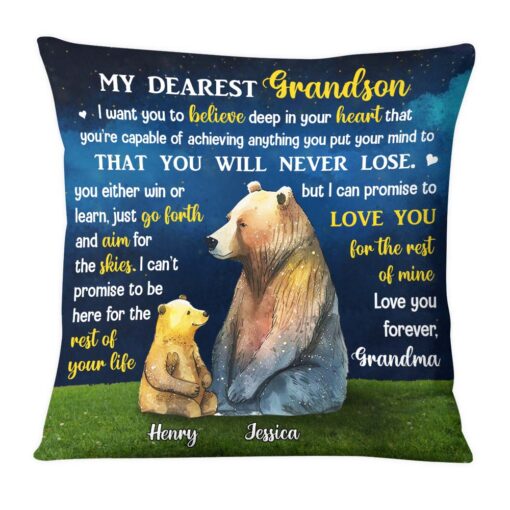 Personalized Gift For Grandson Bear Pillow