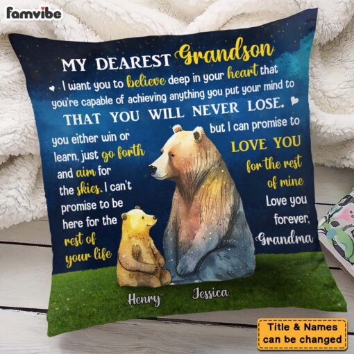 Personalized Gift For Grandson Bear Pillow