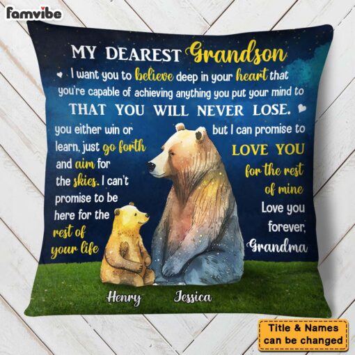 Personalized Gift For Grandson Bear Pillow