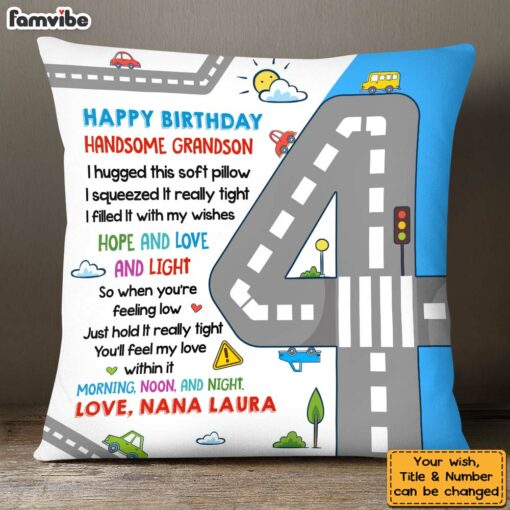 Personalized Gift For Grandson Car 1st To 10th Birthday Pillow