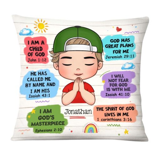 Personalized Gift For Grandson Christian Kids Bible Verse Pillow