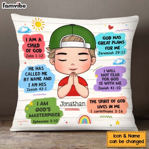 Personalized Gift For Grandson Christian Kids Bible Verse Pillow