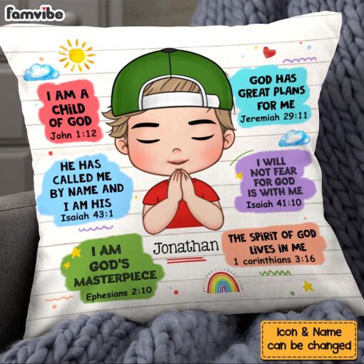 Personalized Gift For Grandson Christian Kids Bible Verse Pillow