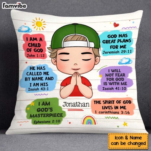 Personalized Gift For Grandson Christian Kids Bible Verse Pillow