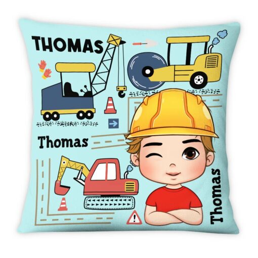 Personalized Gift For Grandson Construction Custom Name Pillow