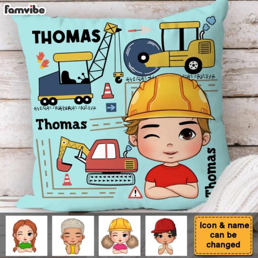 Personalized Gift For Grandson Construction Custom Name Pillow