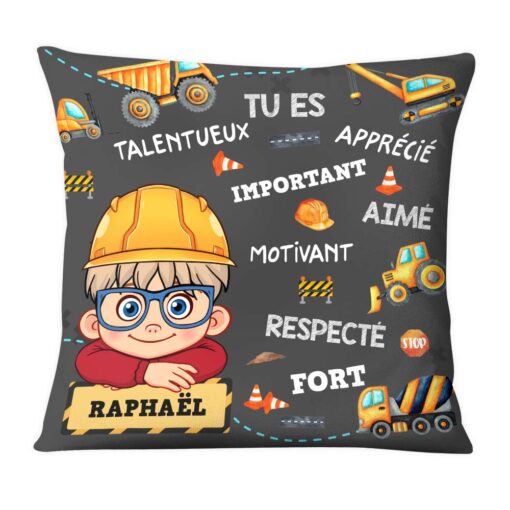 Personalized Gift For Grandson Construction French Pillow