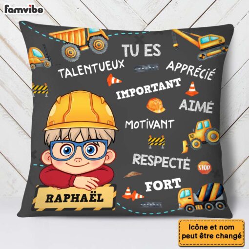 Personalized Gift For Grandson Construction French Pillow