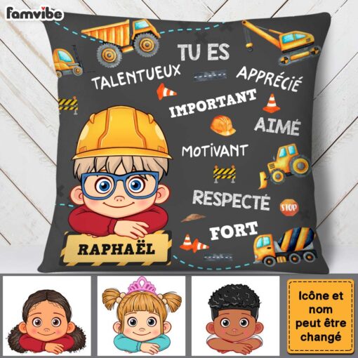 Personalized Gift For Grandson Construction French Pillow