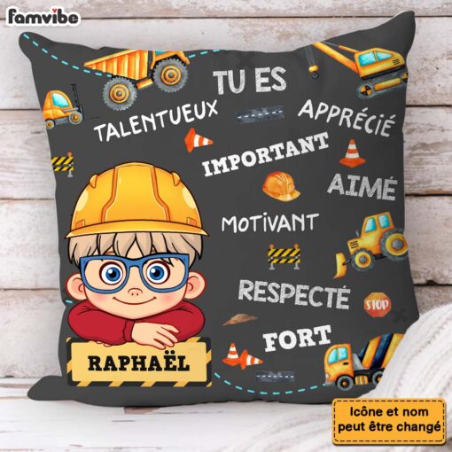 Personalized Gift For Grandson Construction French Pillow