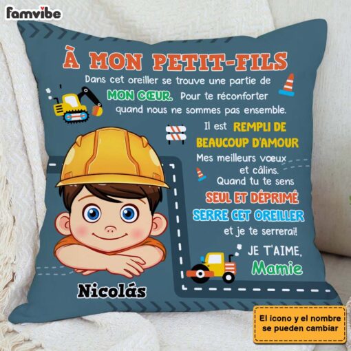 Personalized Gift For Grandson Construction Hug This Spanish Pillow