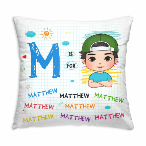 Personalized Gift For Grandson Custom Name Drawing Letter Pillow