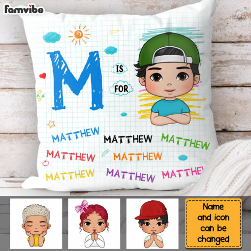 Personalized Gift For Grandson Custom Name Drawing Letter Pillow