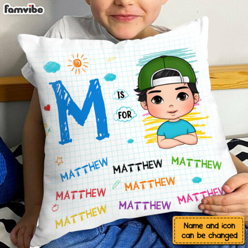 Personalized Gift For Grandson Custom Name Drawing Letter Pillow