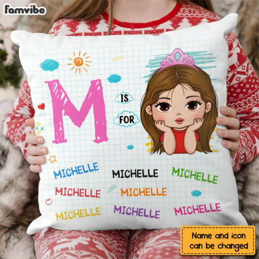 Personalized Gift For Grandson Custom Name Drawing Letter Pillow