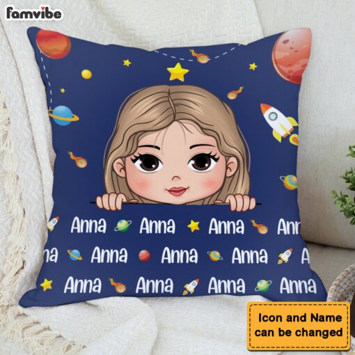 Personalized Gift For Grandson Custom Name Outer Space Pillow