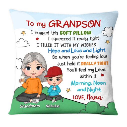 Personalized Gift For Grandson Cute Pillow