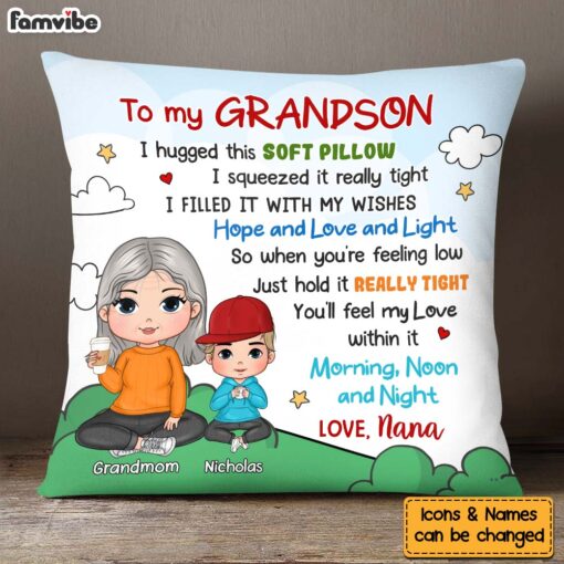 Personalized Gift For Grandson Cute Pillow