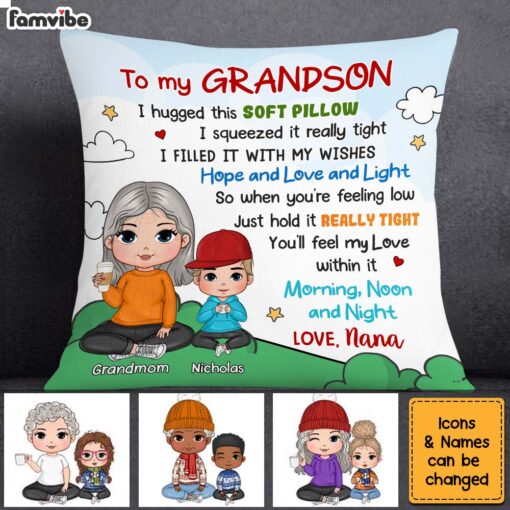 Personalized Gift For Grandson Cute Pillow