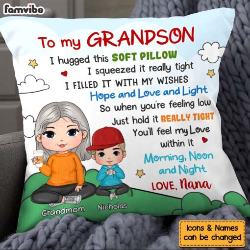 Personalized Gift For Grandson Cute Pillow