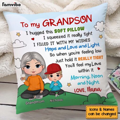 Personalized Gift For Grandson Cute Pillow