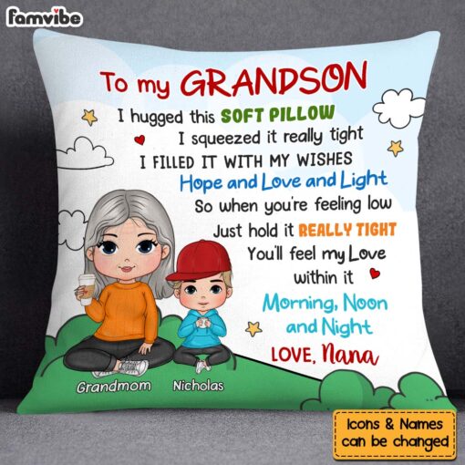 Personalized Gift For Grandson Cute Pillow