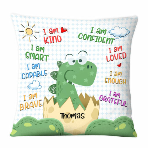 Personalized Gift For Grandson Dinosaur Motivation Affirmation Pillow