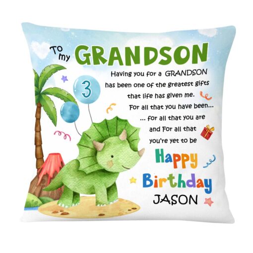 Personalized Gift For Grandson Dinosaur The Greatest Gift Pillow