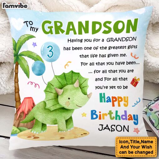 Personalized Gift For Grandson Dinosaur The Greatest Gift Pillow