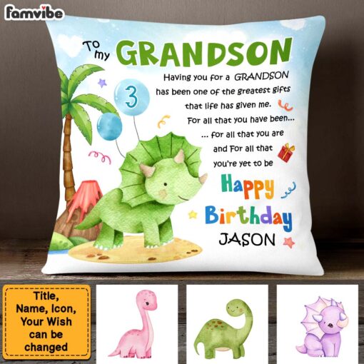 Personalized Gift For Grandson Dinosaur The Greatest Gift Pillow