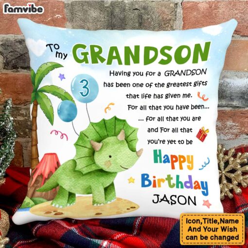 Personalized Gift For Grandson Dinosaur The Greatest Gift Pillow