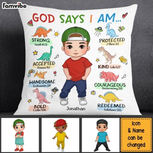 Personalized Gift For Grandson Dinosaur Theme Bible Verses Pillow