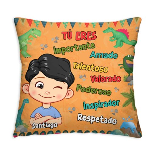 Personalized Gift For Grandson Dinosaur Theme Spanish Pillow