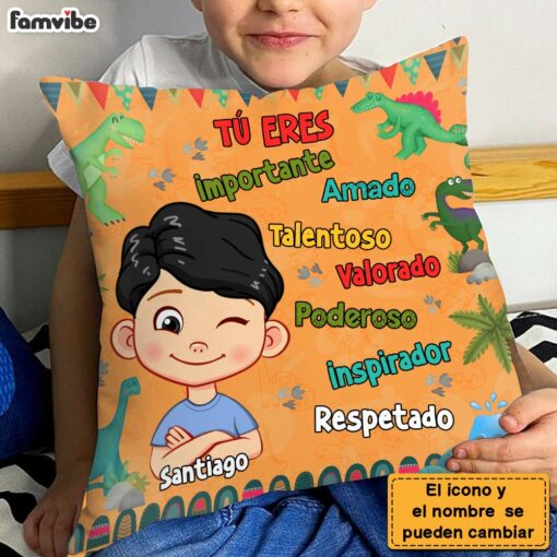 Personalized Gift For Grandson Dinosaur Theme Spanish Pillow