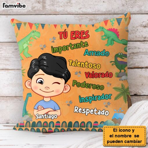 Personalized Gift For Grandson Dinosaur Theme Spanish Pillow