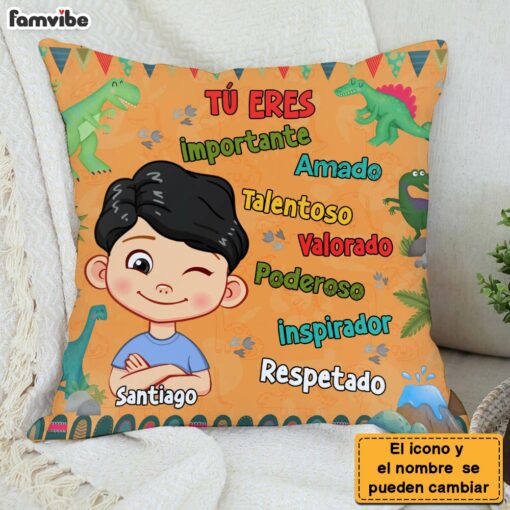 Personalized Gift For Grandson Dinosaur Theme Spanish Pillow