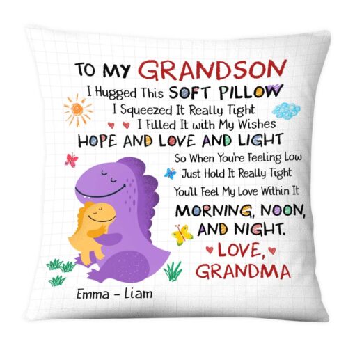 Personalized Gift For Grandson Dinosaurus Hug This Pillow