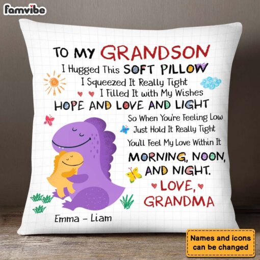 Personalized Gift For Grandson Dinosaurus Hug This Pillow