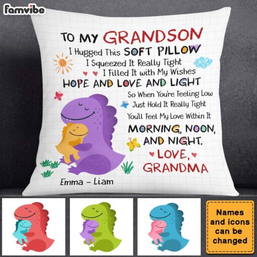 Personalized Gift For Grandson Dinosaurus Hug This Pillow