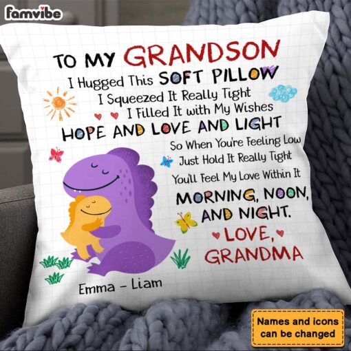 Personalized Gift For Grandson Dinosaurus Hug This Pillow