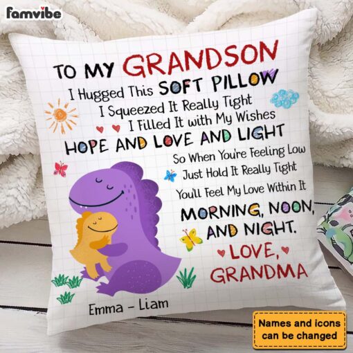 Personalized Gift For Grandson Dinosaurus Hug This Pillow