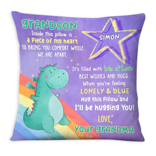 Personalized Gift For Grandson Dragon Hug This Pillow